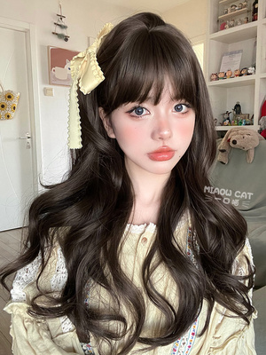 taobao agent A bite of meow wigs long curly female net red anchor Lilota daily new realistic natural jk full head wig