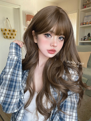 taobao agent A bite of meow wigs female daily red sweet lolita natural new long curly hair Qi bangs jk full set