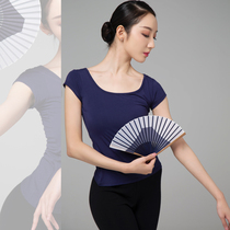 Zhongai Dance Garden dance top Female body Chinese dance tight short sleeve V-neck training ballet practice suit top
