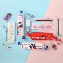 Fun Wangzai milk candy packaging blind box Water pen creative cartoon super cute little doll gel pen combination Candy modeling set Stationery lucky box Surprise spree Student supplies gift bag