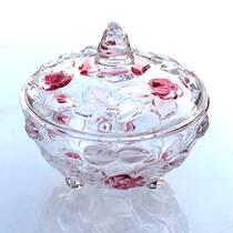 Fashion Rose Crystal Glass Sugar Cylinder Candy Jar Candy Jar With Lid Dry Fruit Jar Storage Jar Creative Decorative containing box