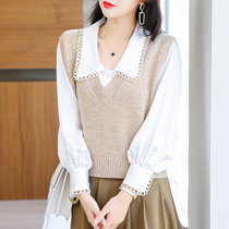 Knitted Vest Women spring and autumn 2021 New 100 pure woolen sweater vest