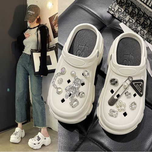 Высокая обувь, модная универсальная булавка на платформе, нескользящие слайдеры, тапочки, с медвежатами, популярно в интернете