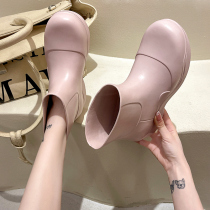 Ashigo fashion same rain shoes women wear summer non-slip rain boots thick-soled rubber shoes low-top short waterproof shoes tide