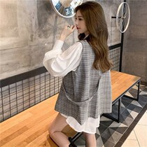 Pregnancy Woman Dress Summer Clothing Suit 2022 Spring Autumn New Loose big code Thin Suit Waistcoat White Shirt Two Sets