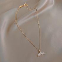 (Dv Limited Return) Spot Otterles Withdrawal Cabinet Clear Cabin Pick Up Leak Inlaid Drilling Fish Tail Pendant Necklace female Ins