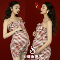 Pregnant womens photo clothing new photo studio maternity dress photo clothing fashion art photo fresh suspender photography skirt