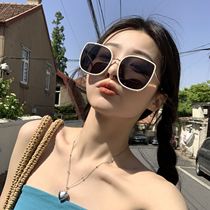 New sunglasses female large face slim summer Korean version Advanced sensation ins Chauga sunglasses Anti-UV glare