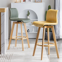 Household simple high stool bar stool solid wood rotating backrest bar chair bar commercial high chair bar chair