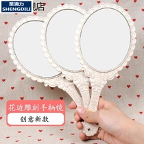  Mirror wall mounted high-definition handle makeup mirror Hand beauty salon makeup mirror Portable dental