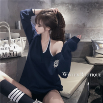 Panyan Parian words 2021 autumn and winter New loose sexy hanging neck small sling two-piece jacket V collar sweater women