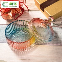 Crystal glass fruit plate European creative living room lead free candy jar dry fruit bowl fruit bowl with lid fruit cup