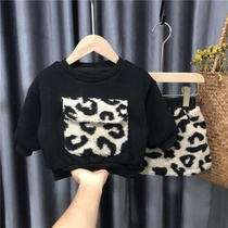 Single girl hipster suit skirt baby girl two-piece dress child winter dress Joker BAO WEN sweater thickened
