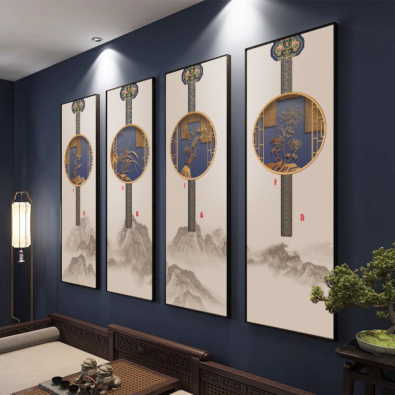 梅兰竹菊挂画客厅装饰画四条屏-梅兰竹菊挂画客厅装饰画四条屏促销价格