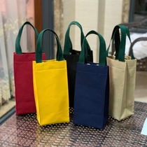 Portable canvas bag accompanying water cup bag to work handbag universal cup set simple solid color small cloth bag small square bag