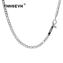 TNNSEVN high quality polished Cuban necklace original Tide brand hip hop titanium steel boys niche choker female Silver