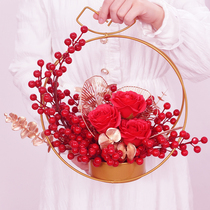 Spring Festival New Year Fortune Living Room Desktop Decoration DIY Material Bag Flower Arrangement Simulation Lotus Lantern Festival Bouquet