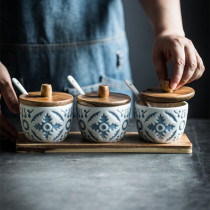 Spice Box Kitchen ceramic household seasoning tank seasoning tank salt jar seasoning combination set seasoning bottle jar seasoning bottle