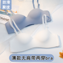 Strapless underwear womens incognito invisible half cup dress Non-slip small bra gathered thin bandeau bra summer