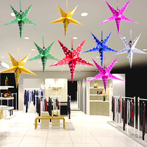 Christmas three-dimensional laser five-pointed star mall window pendant storefront roof hanging decoration festival scene layout decoration star