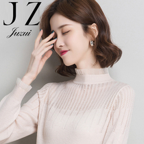 Jiuzi Womens Clothing Clear Cabin Discount Goat Sweatshirt Woman 2022 Spring Autumn Season New Elastic Beating Undershirt Hollowed-out Lace Sweater