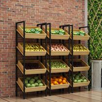 Fruit shelf display shelf supermarket fruit shop fruit and vegetable shelf vegetable creative multi-storey fruit shop steel and wood shelf