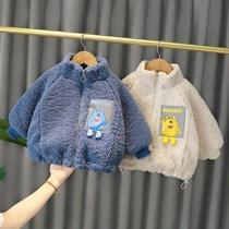 Children's coat 2021 new autumn and winter clothing plus velvet padded baby winter lamb wool foreign style cotton-padded clothes for boys and girls