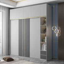Nordic sliding door wardrobe Household bedroom combination cabinet Simple modern small apartment light luxury with top cabinet Large wardrobe