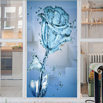 Living room flower Glass stickers transparent opaque toilet bathroom anti-light static electricity free frosted window flower stickers