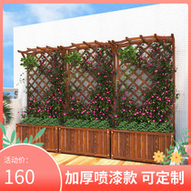 Anticorrosive wood fence grid garden flower box wall decoration creeper frame fence outdoor courtyard balcony flower frame partition
