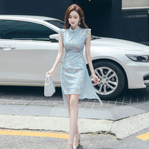 Summer 2021 new womens light luxury feminine skirt temperament is thin retro cheongsam improved dress