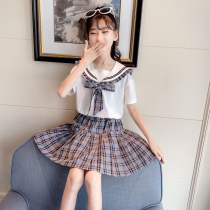 Girls  suit skirt Womens summer bow jk uniform Summer childrens pleated skirt Genuine college style Japanese childrens clothing