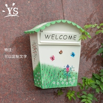 European pastoral iron painting mailbox psychological consultation with lock outdoor wall creative decoration mailbox