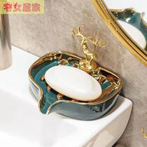 European-style ceramic soap box simple fashion drain soap box hotel bathroom decoration soap dish creative soap bracket