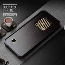 Inch pottery household small tea tray Water storage portable bamboo copper sheet dry bubble table Simple Chinese Zen small tea table