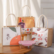 Canvas bag Japanese lunch bag office worker lunch box bag handbag with rice hand bag Messenger simple customization