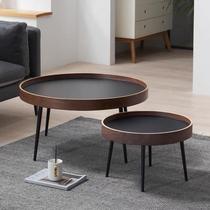 Nordic round living room New Zealand pine wood modern minimalist net red ins wind small family solid wood tea table combinations