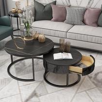 Nordic rock plate tea table minimalist living-room small round table marble tea table edge a few round size sets of tea table combinations