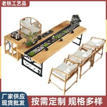 Simple and modern Zen Serable water tea table office tea table office tea table New Chinese solid wood Kung Fu tea table and chairs