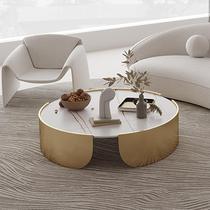 Nordic Light Lavish Rockboard Tea Table Round Designer Brief Modern Creative Living Room Home Online Red small-family-type tea table