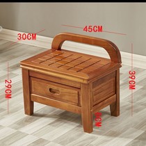 Household creative solid wood stool Low stool Coffee table stool square stool Childrens stool New Chinese storage storage door shoe stool