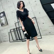  Temperament small evening dress skirt female short host banquet black noble atmosphere can usually wear a dress