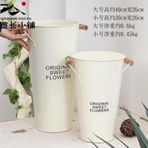 Iron Art Barrel Eurostyle Creative Floral Dry Flowers Retro Tin Barrel Woke Flowers Bucket Floral Flower Arrangement Barrel Decoration Pendulum