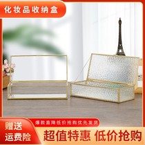Retro glass display simple box cosmetics gold rimmed box jewelry storage box jewelry desktop European style