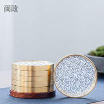 Minzheng glass copper tea cup tray Ebony insulation coaster household kung fu tea set tea ceremony accessories creative tea mat