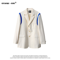 High-end sense of fried street casual white blazer men and women design sense ins Ruffian handsome niche oversize suit