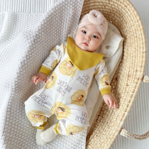 Baby one-piece clothes spring autumn pure cotton long sleeve khae climbing clothes baby clothes baby clothes baby outside special holding clothes