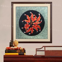 Su embroidery nine fish picture peony hand embroidery painting finished living room bedroom decoration painting embroidery piece with Hanfu fabric accessories