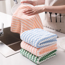Double-sided coral velvet rag household cleaning table towel kitchen thickened cleaning absorbent non-hair dishwashing cloth
