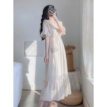 2021 summer new womens skirt waist thin temperament bellflower skirt high-end French careful machine dress